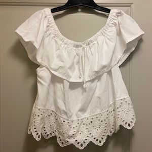 Madewell Off the Shoulder Eyelet Top Sz Sm